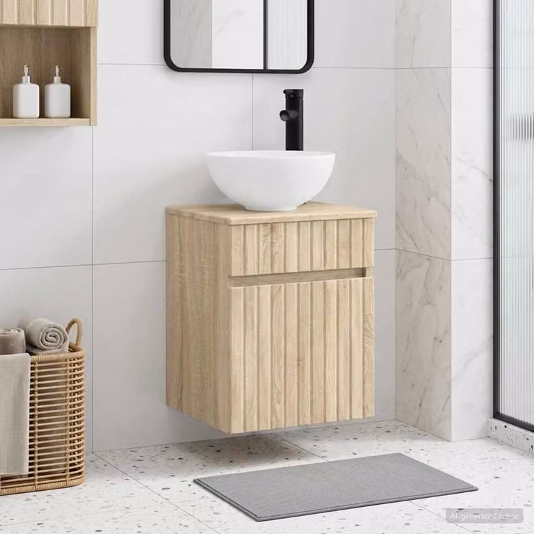 Mobile lavabo da parete vidaXL moderno in Rovere Sonoma, L: 39 cm, P: 35 cm, H: 63 cm