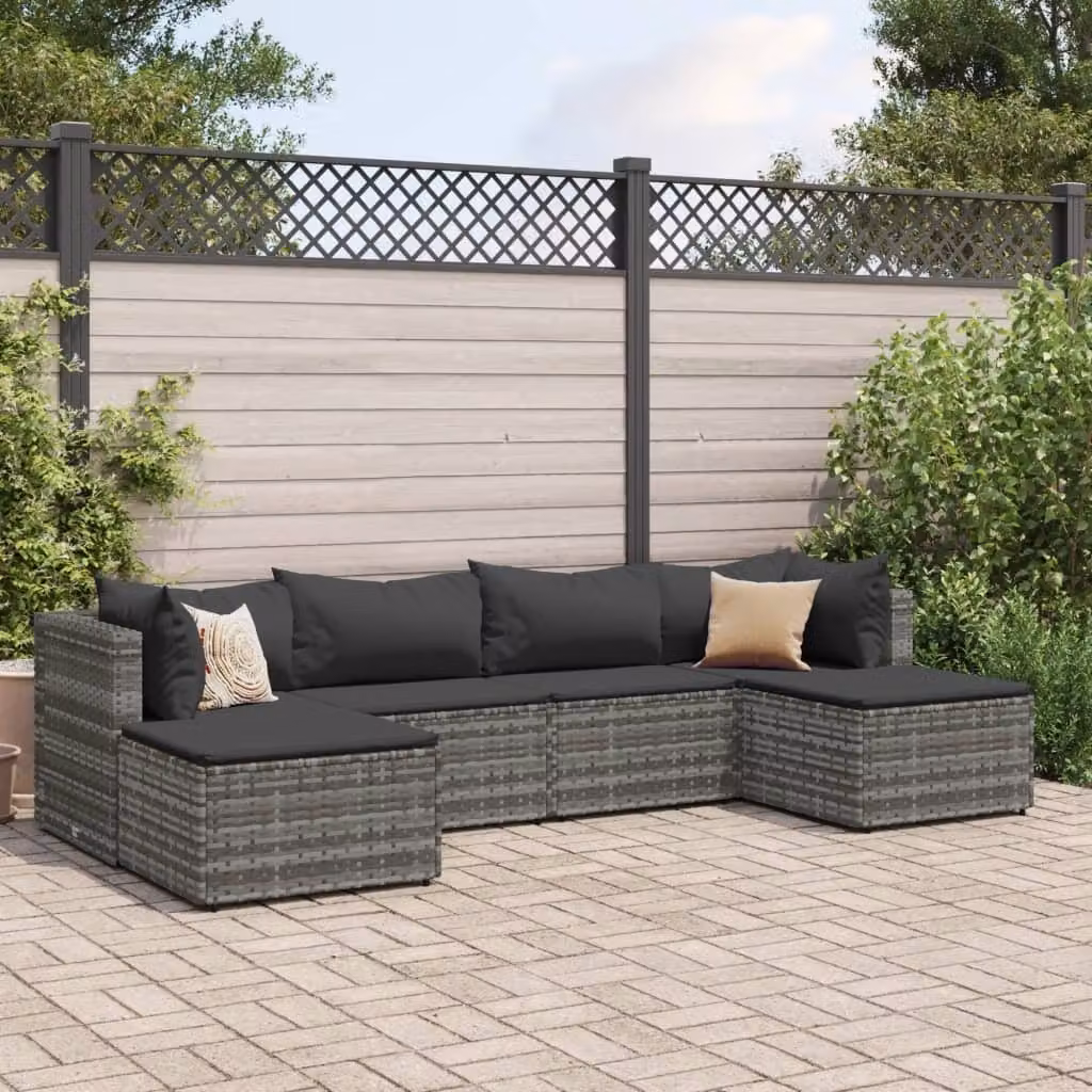 Maison Exclusive - Set da giardino 6 pezzi con cuscini grigio in polyrattan