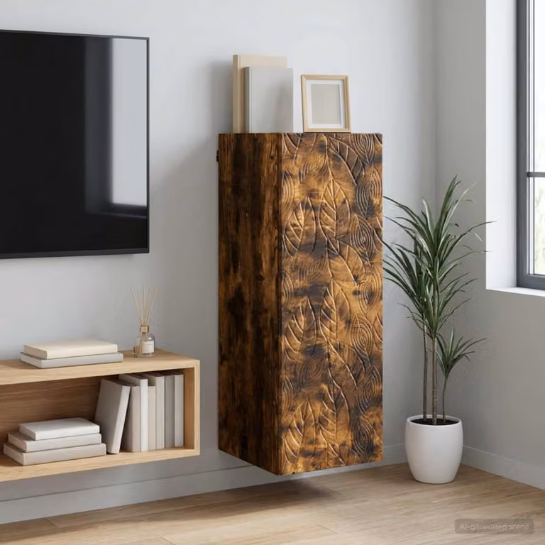 vidaXL Mobiletto a muro moderno in legno marrone con ante a battente e ripiani interni L/P/H: 33 x 34,5 x 90 cm