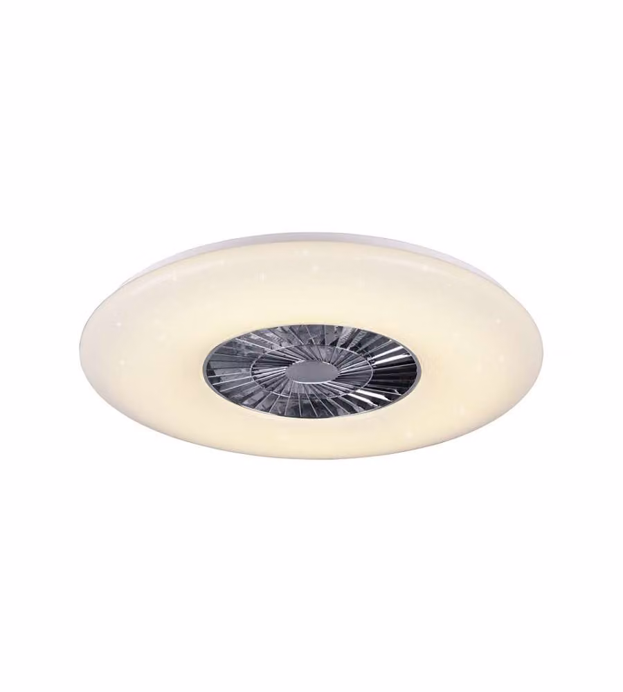 Ventilatore da soffitto con plafoniera LED Trio Leuchten Visby, bianco e cromo, diametro 60 cm – 2