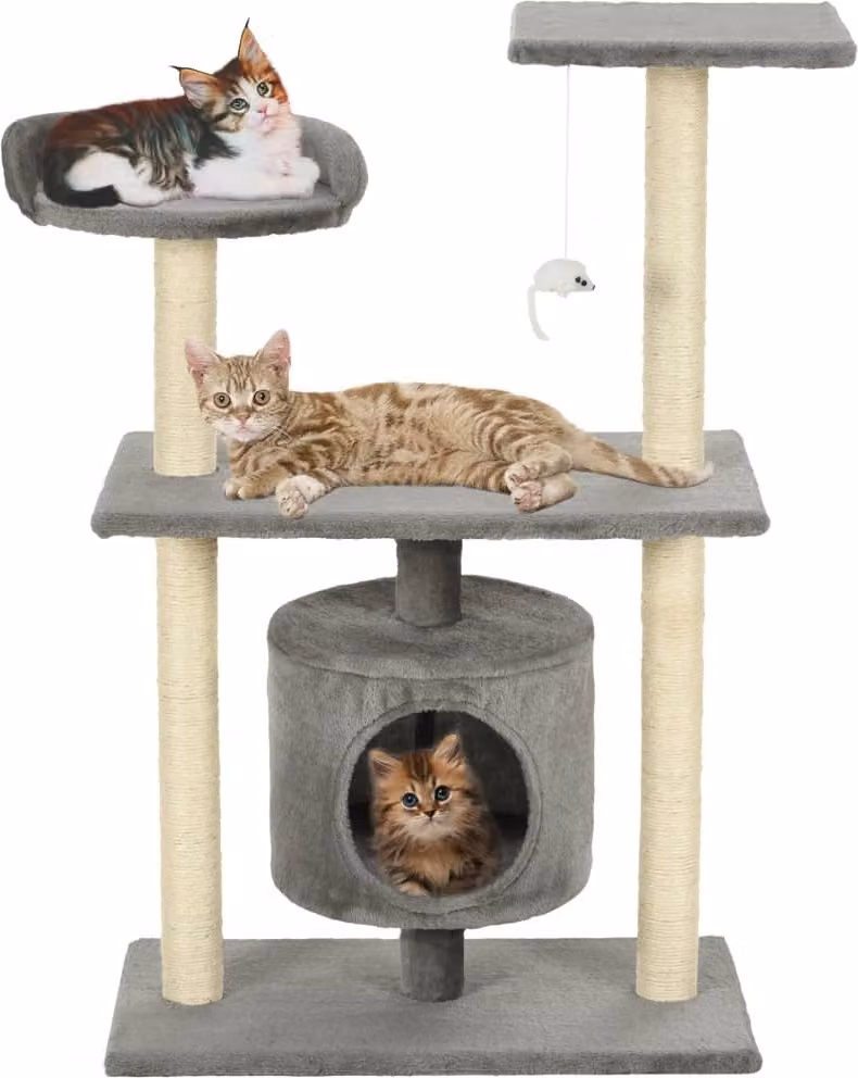 The Living Store Gatto Graffiatoio in Sisal 95 cm Grigio