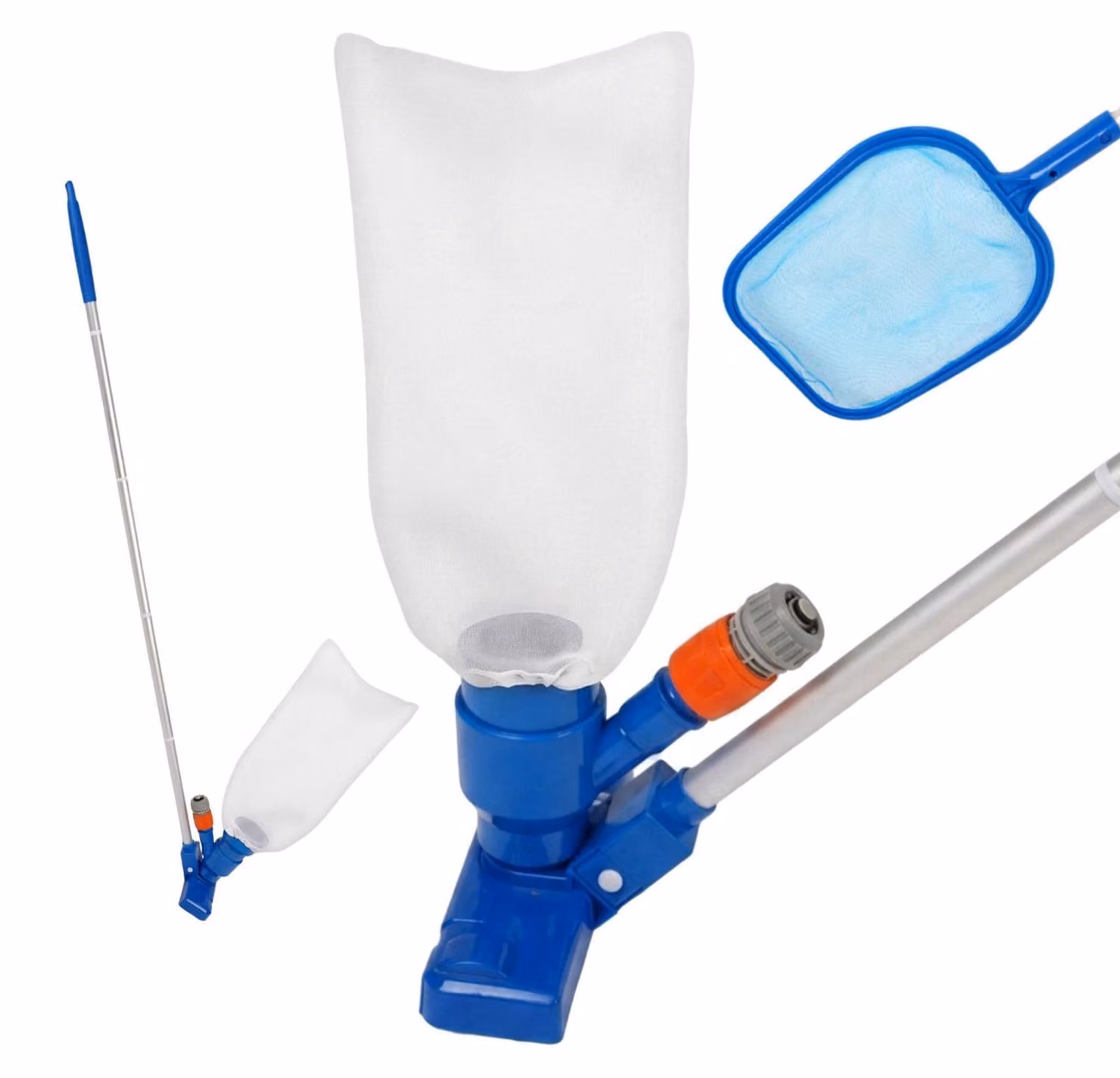 Kit per la pulizia della piscina in 3 pezzi con asta e accessori