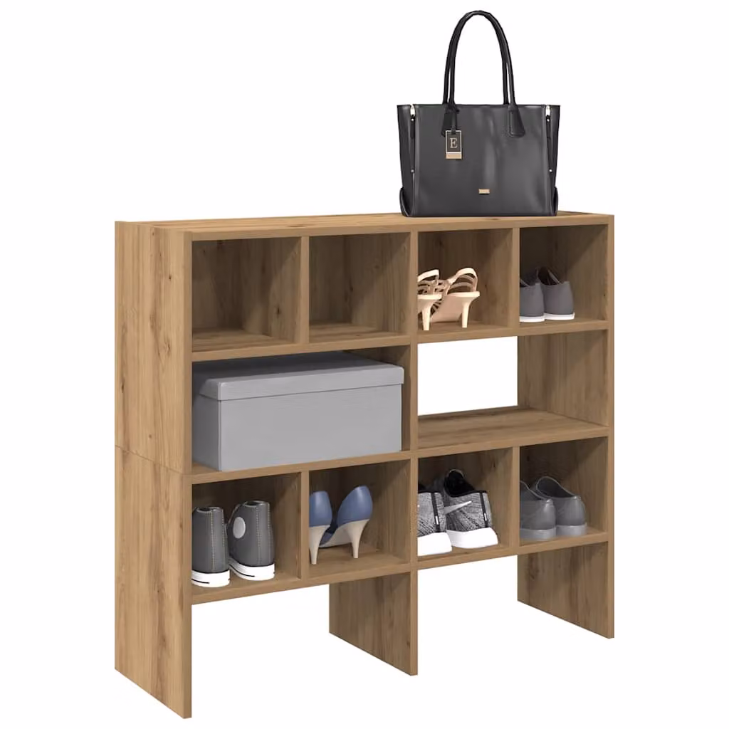 Set di 2 scarpiere vidaXL moderne in legno color rovere marrone con ripiani piatti, da appendere a parete, L: 89,5 cm, P: 30 cm, H: 40 cm
