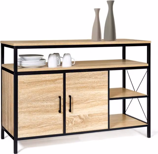 IDMarket Credenza bassa DETROIT a 2 ante in stile industriale, colore marrone – 1