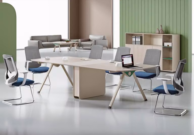 Beiger Konferenztisch Designer Arbeitszimmer Möbel Luxuriöser Holz Tisch
