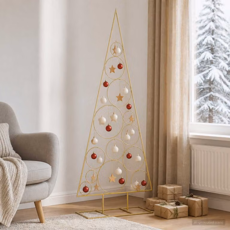 vidaXL Albero di Natale in Metallo con Supporto Circolare KUOPIO