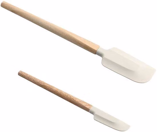 Set di spugne abrasive in silicone - 2 pezzi - manico in legno - multiuso