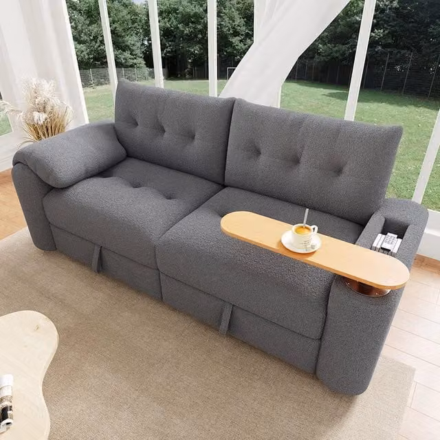 Divano letto modulare 3 posti - Xylo - Grigio con spazio di archiviazione e tavolino
