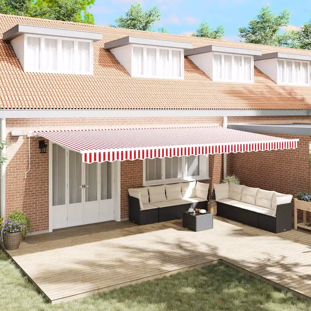 vidaXL Tenda retrattile Rosso e Bianco 600 × 350 cm