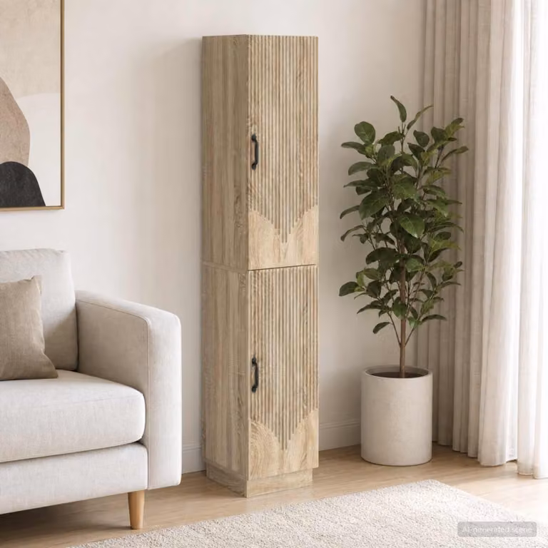 Set di 2 armadi moderni vidaXL in legno ingegnerizzato e MDF, colore marrone, con ante a battente e ripiani interni