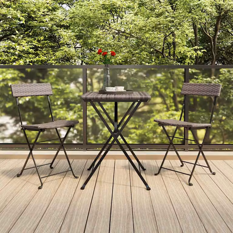 Set di 2 sedie pieghevoli vidaXL in polyrattan grigio e acciaio per giardino e terrazza