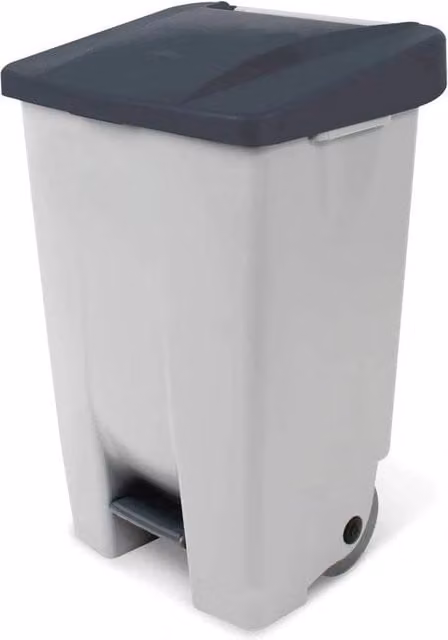 Contenitore di Rifiuti 80 Litri con Coperchio e Fessure di Ventilazione - Grigio Nero