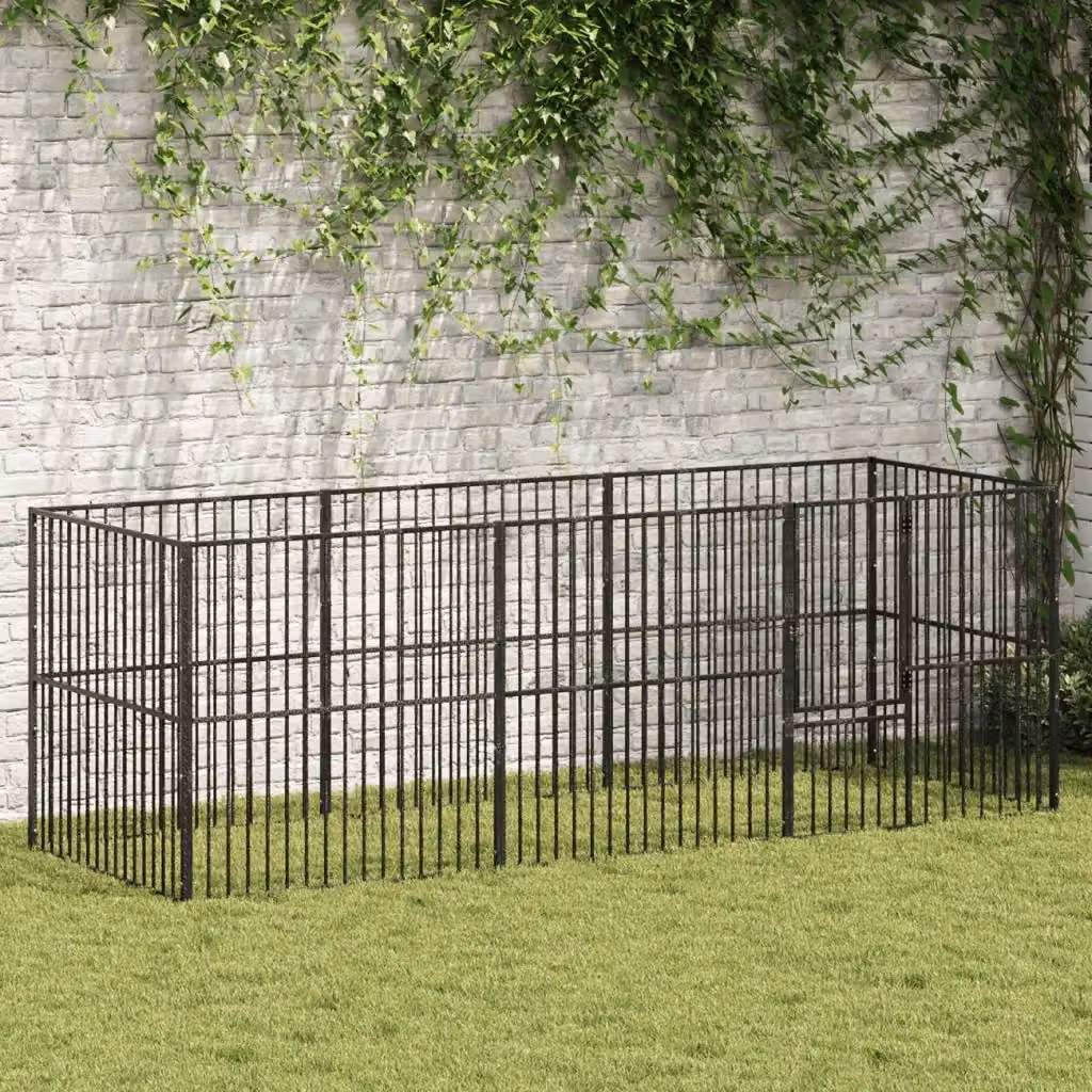 Box per cani in acciaio zincato nero con 8 pannelli CFW2710488 – 2