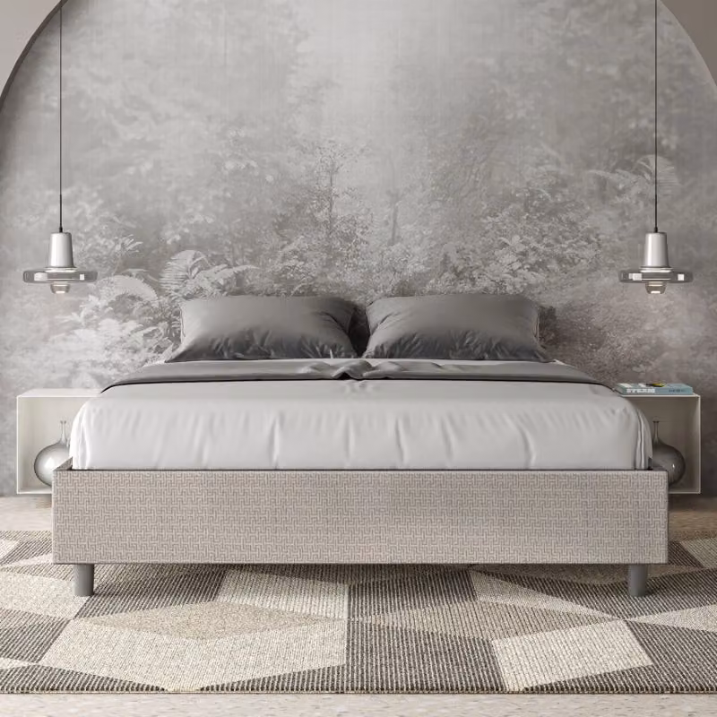 Letto Sommier Matrimoniale Ityhome con Contenitore e Tessuto Labirinto Azelia, Bianco, L/P: 160 x 200 cm – 2