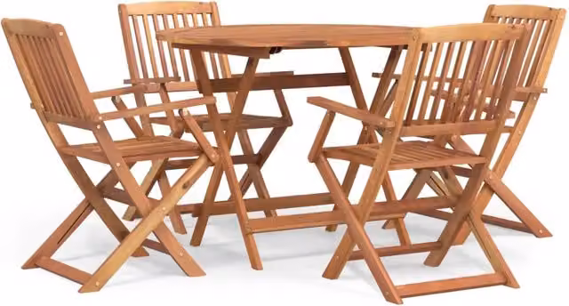 Set da Pranzo per Giardino 5 pz | Set Salotto da Giardino in Legno Massello di Acacia