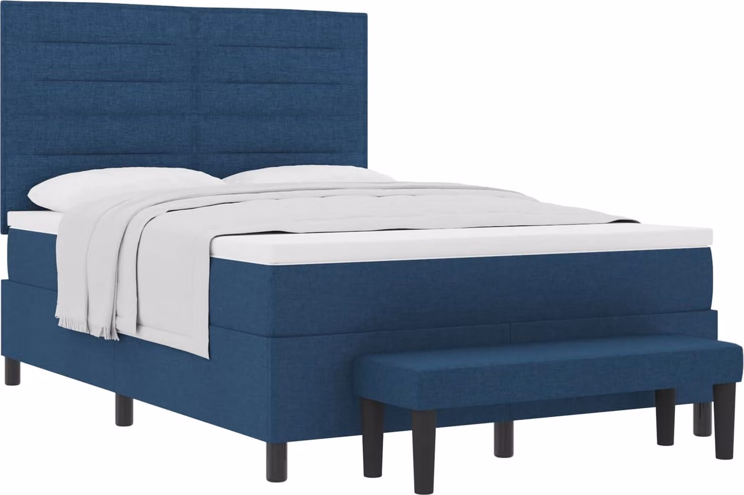 Letto a molle con testiera Blu 160 x 200 cm Tessuto