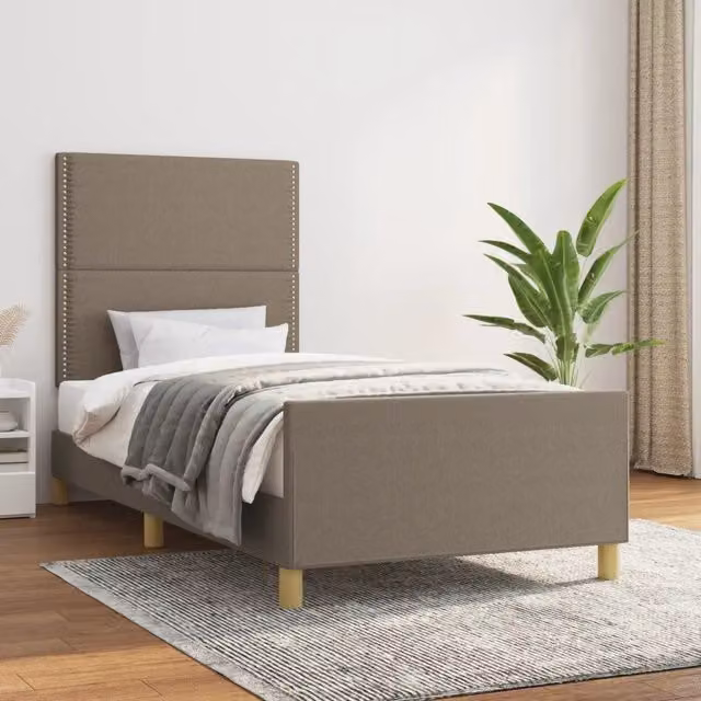 Giroletto vidaXL in tessuto beige con struttura in legno e MDF L/P/H: 203 x 100 x 128 cm – 1