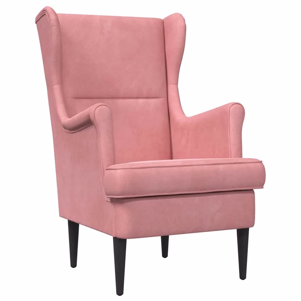 Poltrona Lounge Moderna in Velluto Rosa con Braccioli e Struttura in Legno e Metallo L: 79 cm, P: 45 cm, H: 65 cm – 2