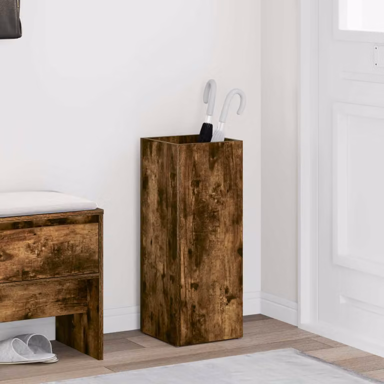 vidaXL Supporto per Ombrellone Moderno in MDF Rovere Fumé, L/P/H: 25 x 24,5 x 64 cm