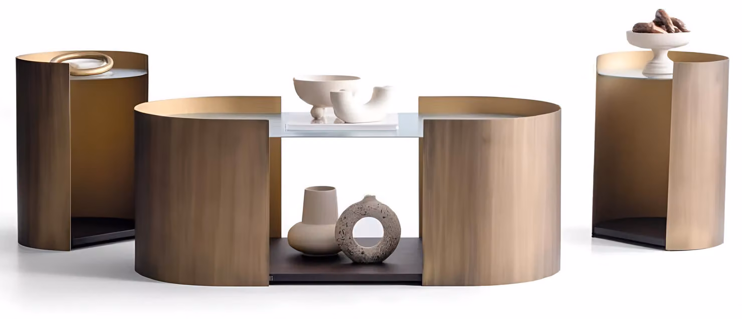 Stilvoller Wohnzimmer-Set Designer Couchtisch 2x Beistelltische