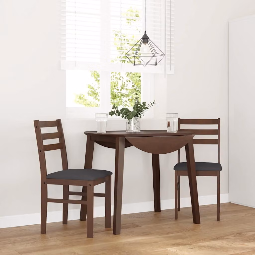 Set di 2 sedie da pranzo vidaXL in legno di hevea marrone con cuscini