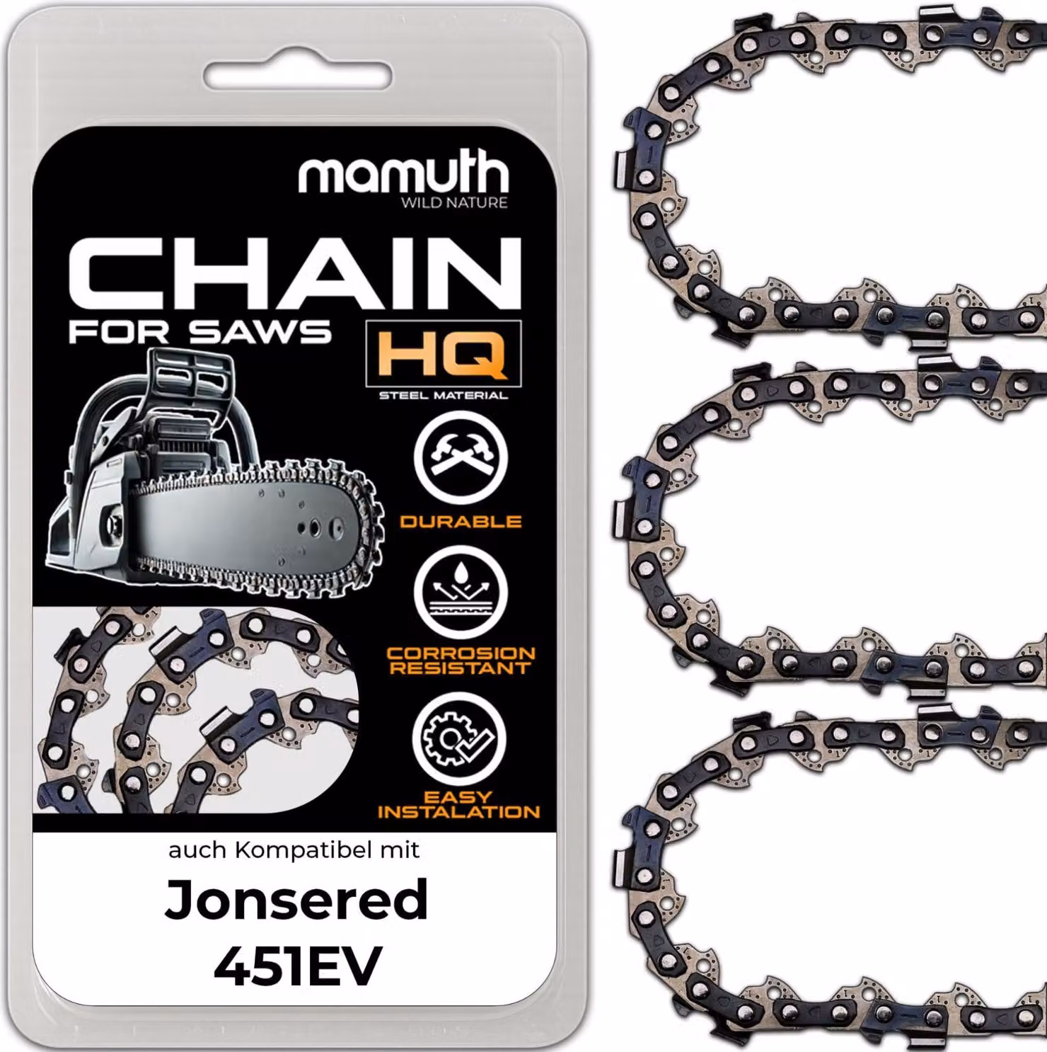 3 catene per motosega 40 cm 1,5 mm 0,325" 66 TG per Jonsered 451EV