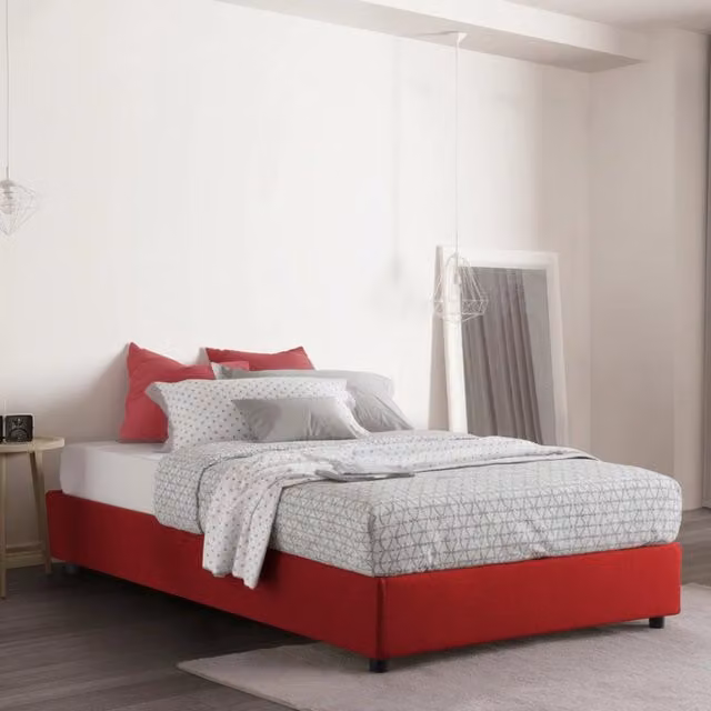 Letto Aftis Talamo Italia con Materasso Incluso, Rosso, L/P/H: 120 x 200 x 32 cm – 1