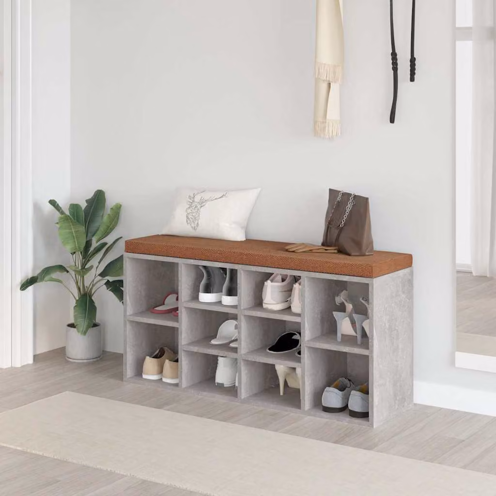 Scarpiera moderna vidaXL in legno e MDF grigio opaco L: 103 cm, P: 30 cm, H: 48 cm