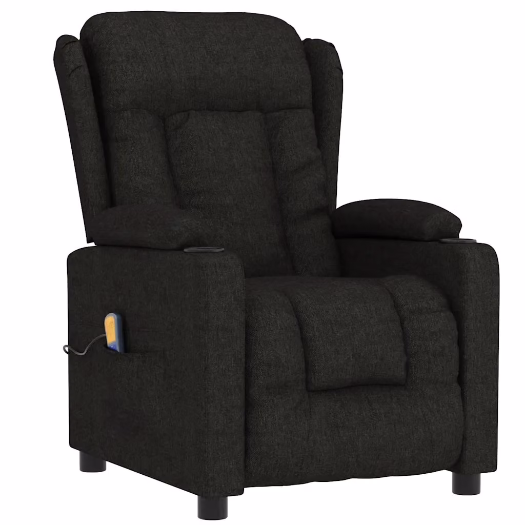 Poltrona Reclinabile Relax vidaXL in Tessuto Nero con Braccioli e Struttura in Metallo e Legno – 2