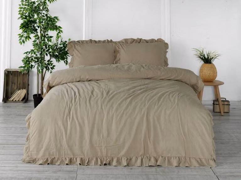 Biancheria da letto in cotone OXFORDTAN/220X200(P) LAVATO A PIETRA