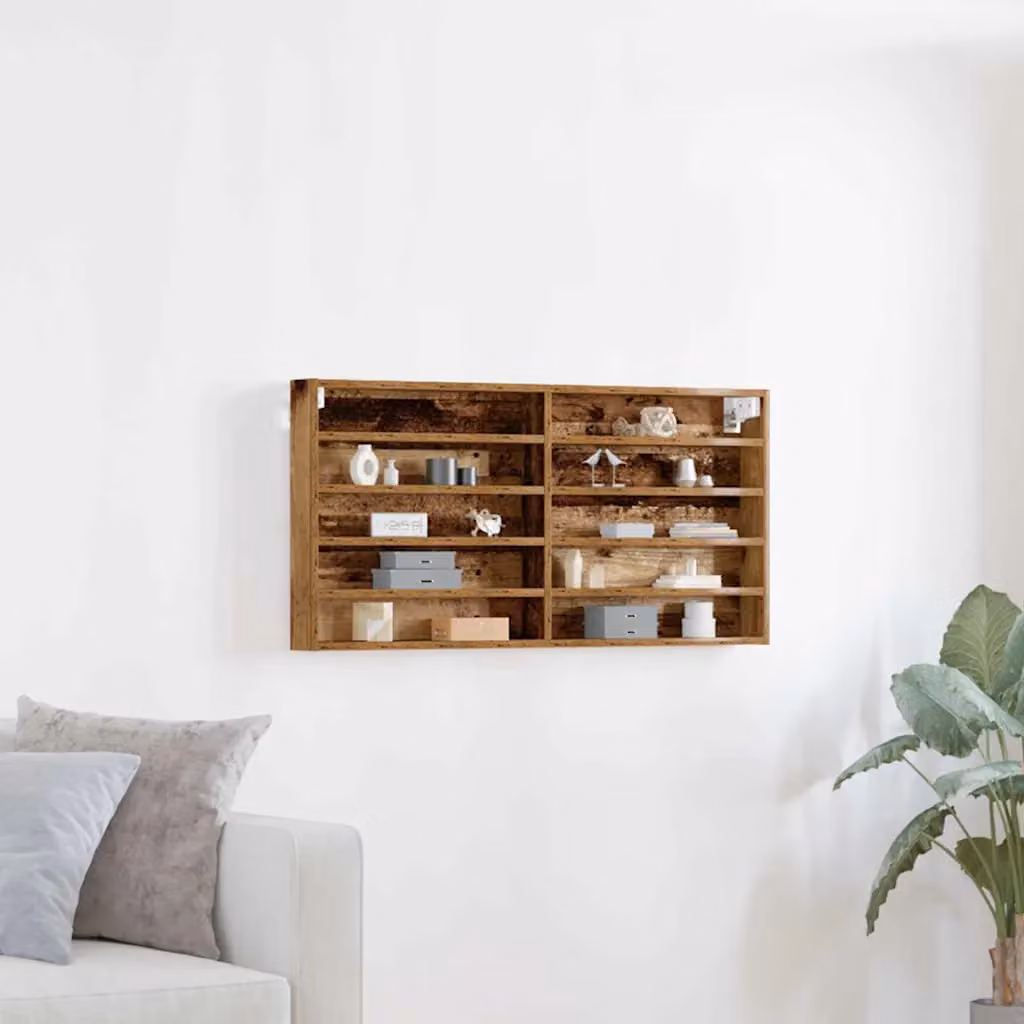 Vetrina da parete vidaXL in legno effetto antico marrone con ripiani interni L: 100 cm, P: 8,5 cm, H: 50 cm