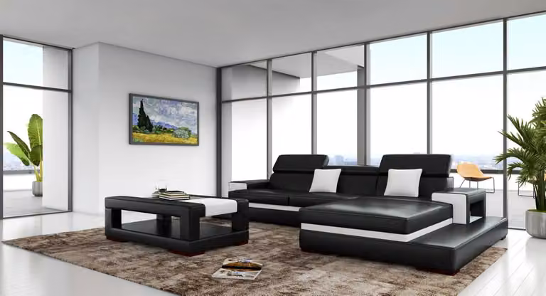 XXL Ledersofa Ecksofa Design Big Sofa Couch Polster Eck Sitz Garnitur L-Form