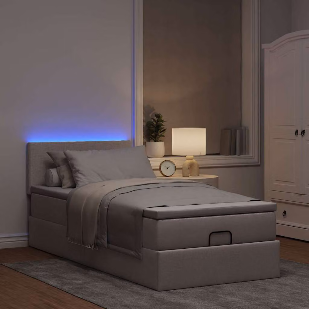 Maison Exclusive - Letto ottomano con materasso e LED taupe 90x200 cm tessuto
