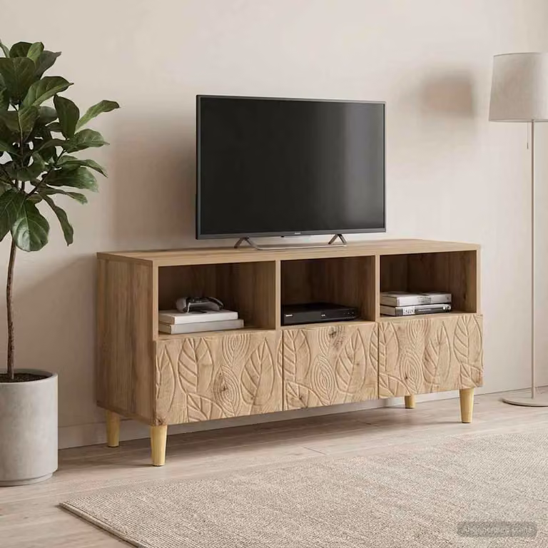 Mobile TV vidaXL in legno color rovere artigianale con ruote, L 102 x P 34,5 x H 50 cm
