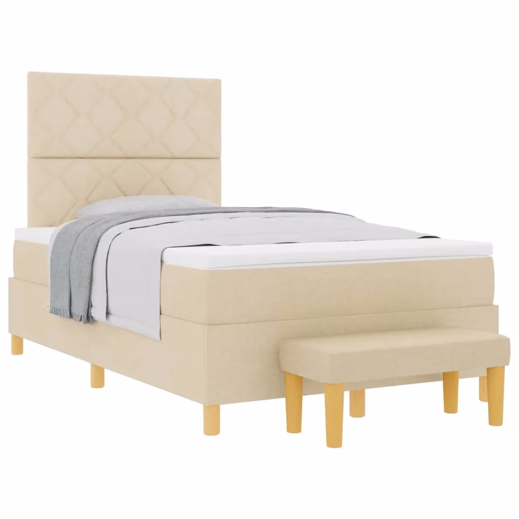 Letto a molle con testiera vidaXL in tessuto beige L: 120 cm, P: 200 cm, H: 128 cm – 2