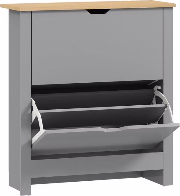 HOMCOM Scarpiera 12 paia, armadio porta scarpe stretto con 2 cassetti ribaltabili e ripiani regolabili, grigio chiaro   Aosom Italy