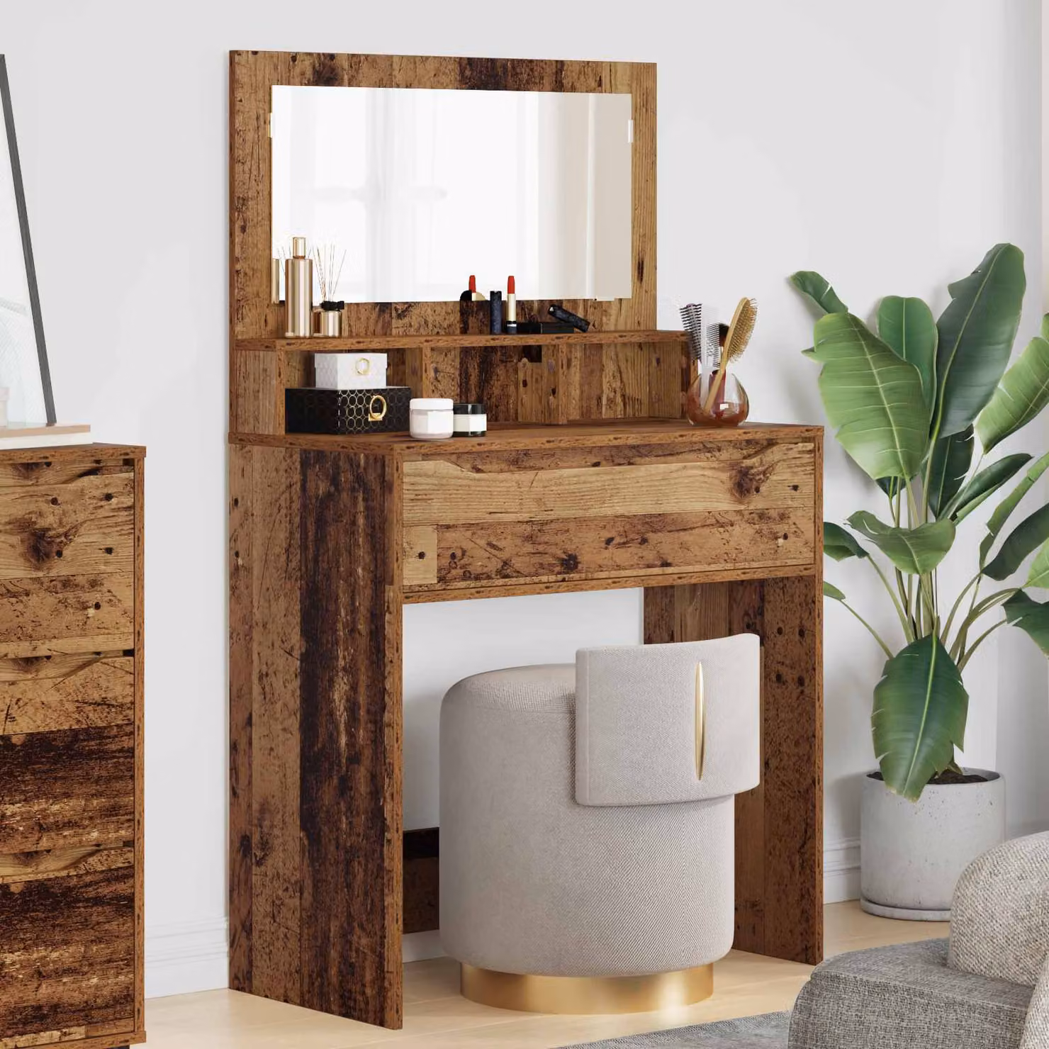 Tavolo da trucco moderno vidaXL in legno marrone per camera da letto L: 135 cm, P: 39,5 cm, H: 80 cm