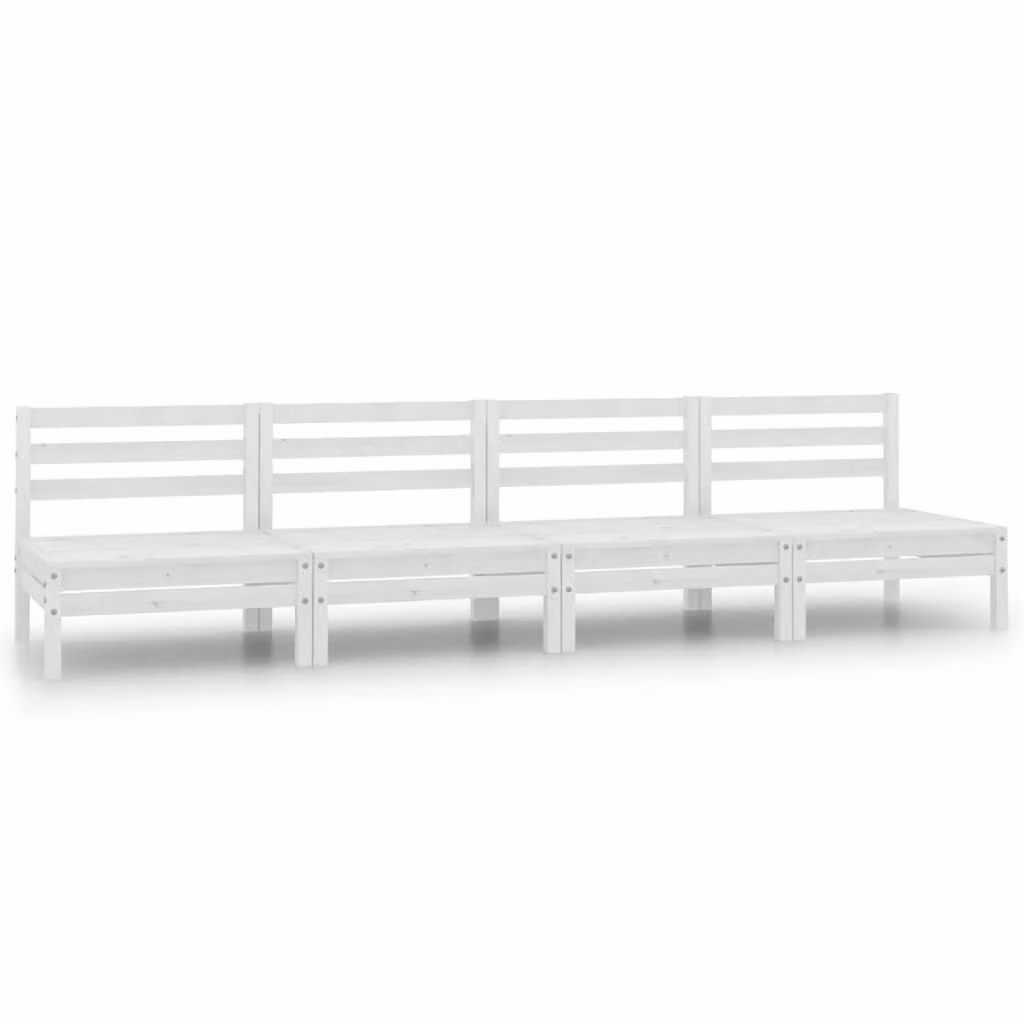 Set Divani da Giardino 4 pz Bianco in Legno Massello di Pino