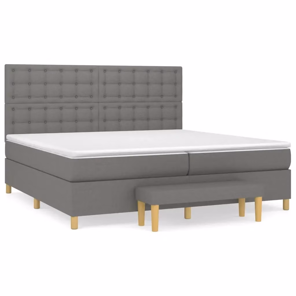 vidaXL Letto Ibrido Moderno con Struttura Imbottita e Testiera in Grigio e Bianco L/P/H: 200 x 200 x 128 cm – 2
