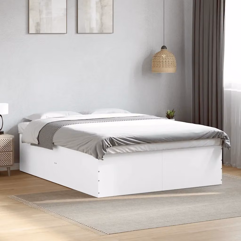 Letto matrimoniale moderno Design In bianco in legno multistrato L: 150 cm, P: 200 cm – 2