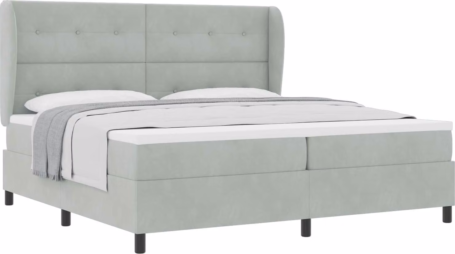 Letto a molle con materasso Grigio chiaro 200 x 200 cm Velluto