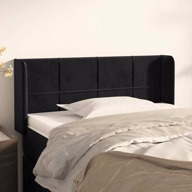 Testiera ad orecchio vidaXL in velluto nero L: 103 cm, P: 16 cm, H: 78-88 cm