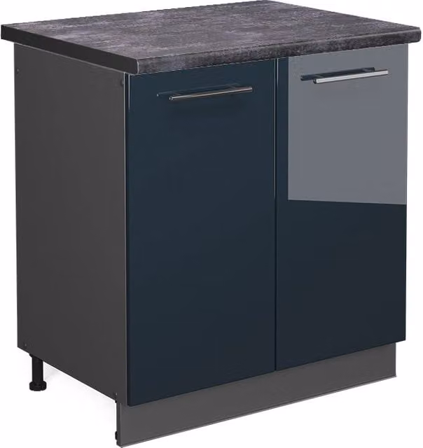 Mobile lavello cucina Fame-Line Blu scuro lucido/Antracite 80 cm, PL Antracite Vicco