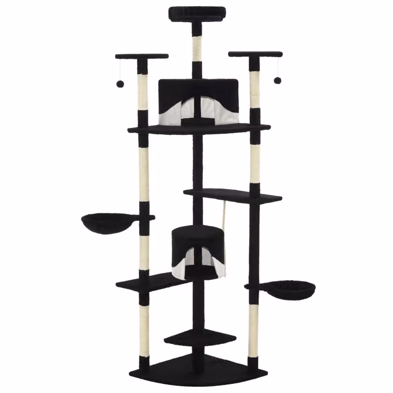 Tiragraffi per gatti con tiragraffi in sisal 203 cm bianco e nero