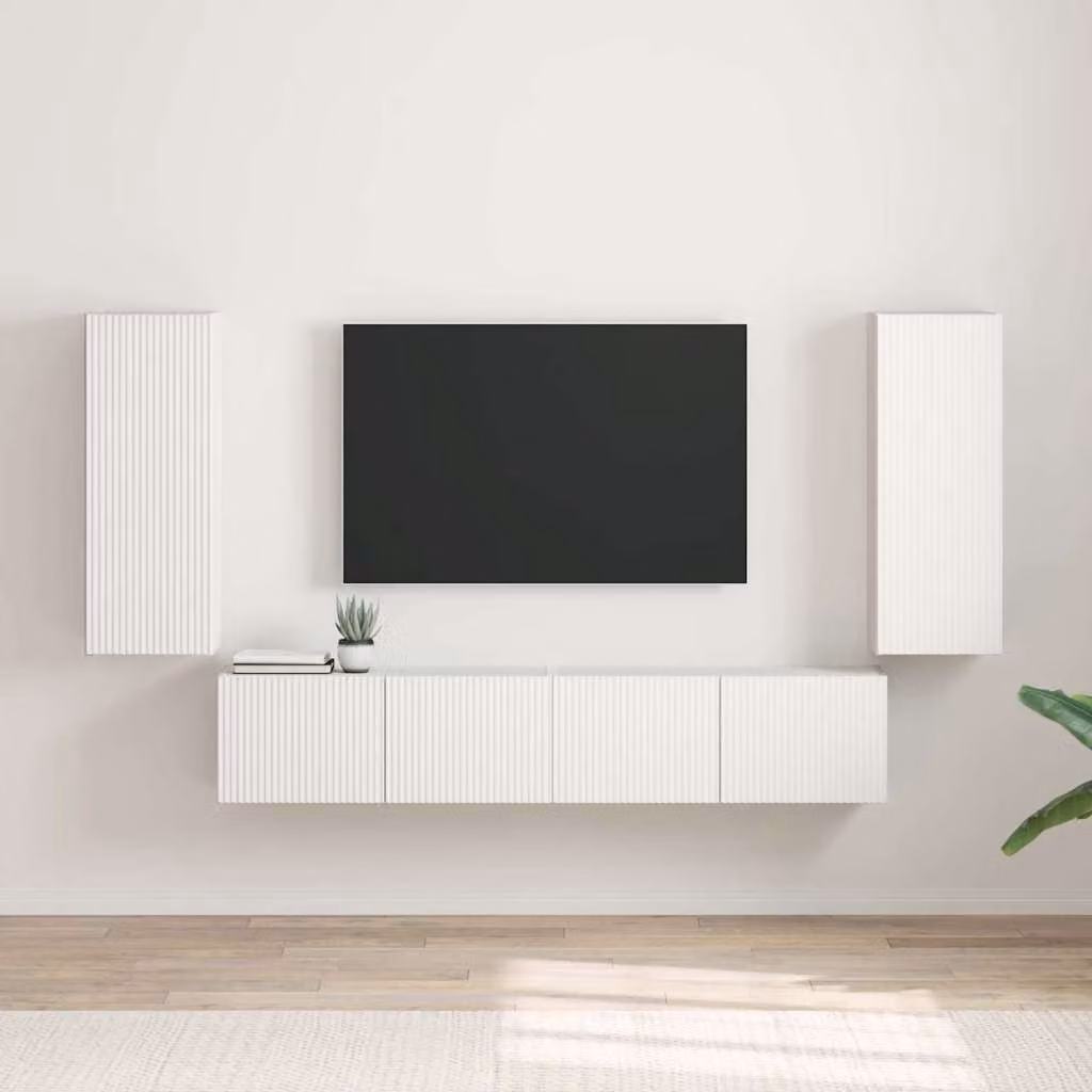 Set di 2 mobili TV da parete vidaXL in legno MDF bianco moderno