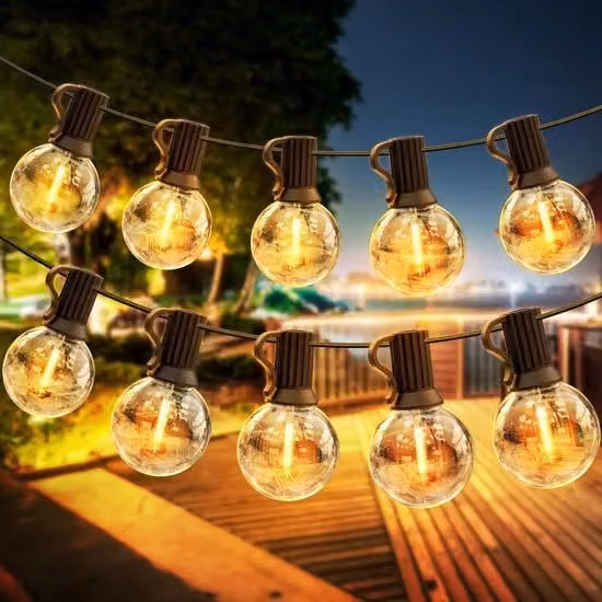 Fili di illuminazione per esterni - 15M G40 - LED - Fascia di illuminazione - 25+1 E12 Lampadine - IP45 Impermeabile - Luci da giardino - Patio - Bambù - Decorazione per party - Bianco caldo 2700K