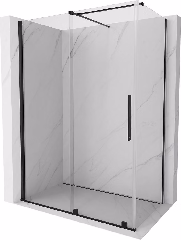 Mexen Velar cabina doccia scorrevole 160 x 90 cm, trasparente, nera - 871-160-090-01-70