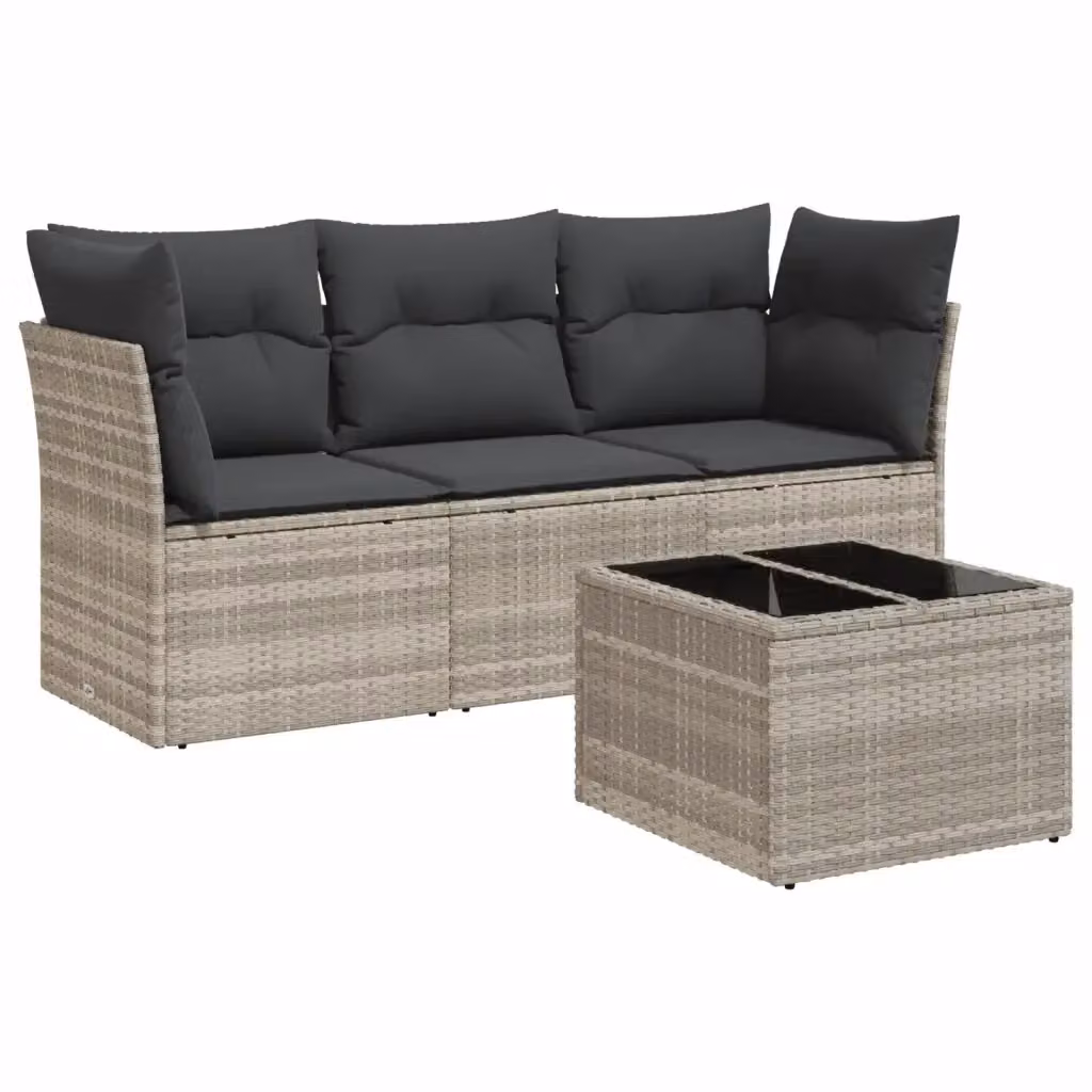 vidaXL Set Divano da Giardino Moderno a L con Tavolino da Caffè e Cuscini Grigio – 2