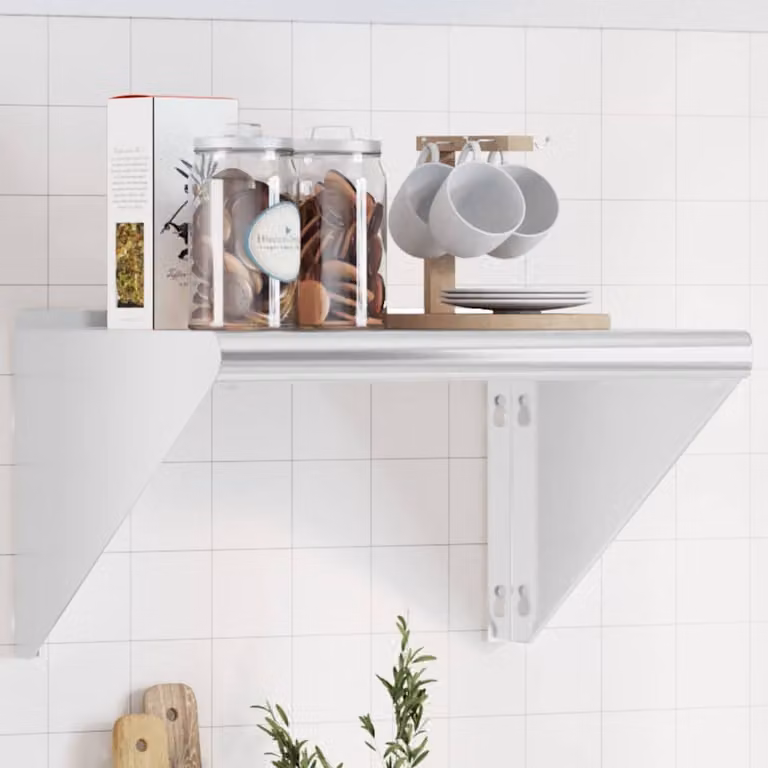 vidaXL Mensola a Muro Moderna in Metallo Argento L: 50 cm, P: 45 cm, H: 31 cm