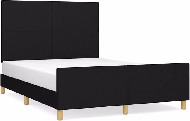 Letto matrimoniale | Letto per adulti | Giroletto senza Materasso Nero 140x200 cm in Tessuto